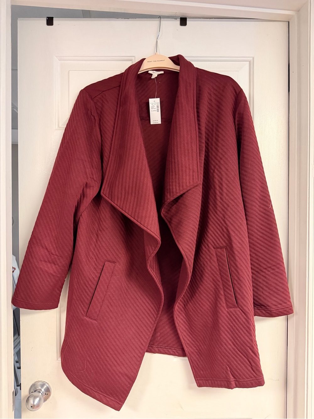 Ribbed Waterfall burgundy Cardigan-XL nwt